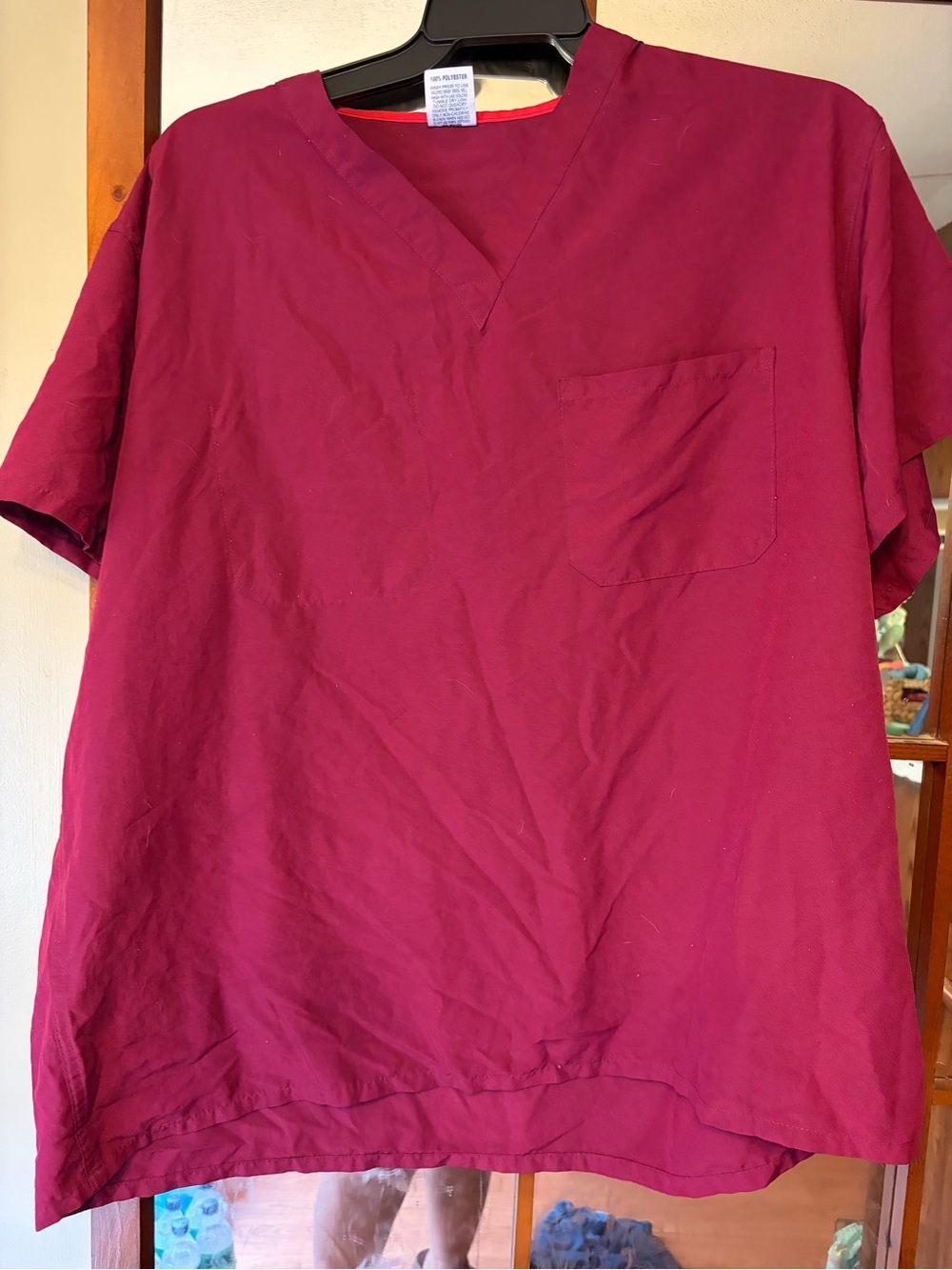 Women’s V-Neck Medical Scrub Top - Burgundy